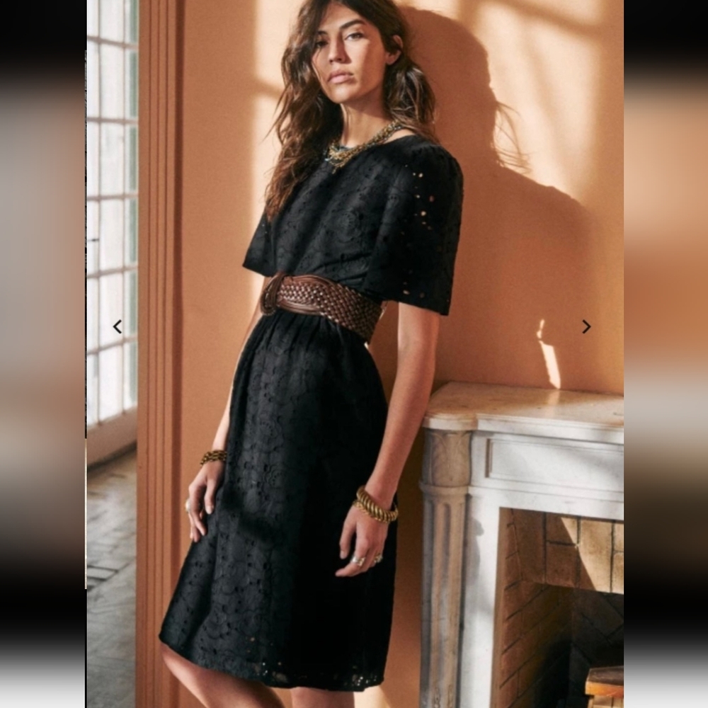 Sezane Black Midi Dress